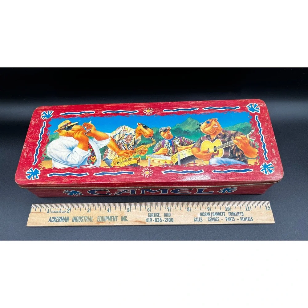 Vtg 1994‎ Joe Cool Camel Cigarette Tin Band Collectible Storage Box 12x4.5x2 in